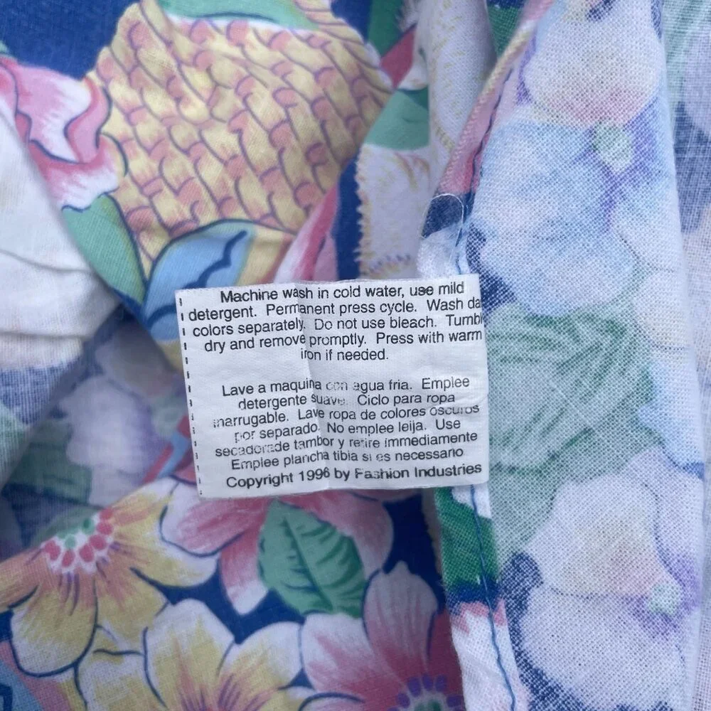 Fashion Industries Round Blue Cotton Tablecloth Easter Bunnies Eggs Floral Desig